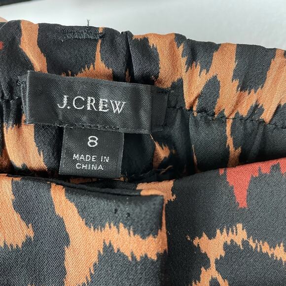 J Crew | Leopard Print Pants Slacks Satiny 8 - Picture 8 of 10